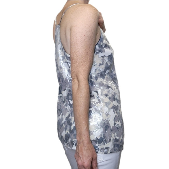 Tank top floral print Sequins Cream and grey colors Size XS BANANA REPUBLIC NWT - Picture 6 of 16
